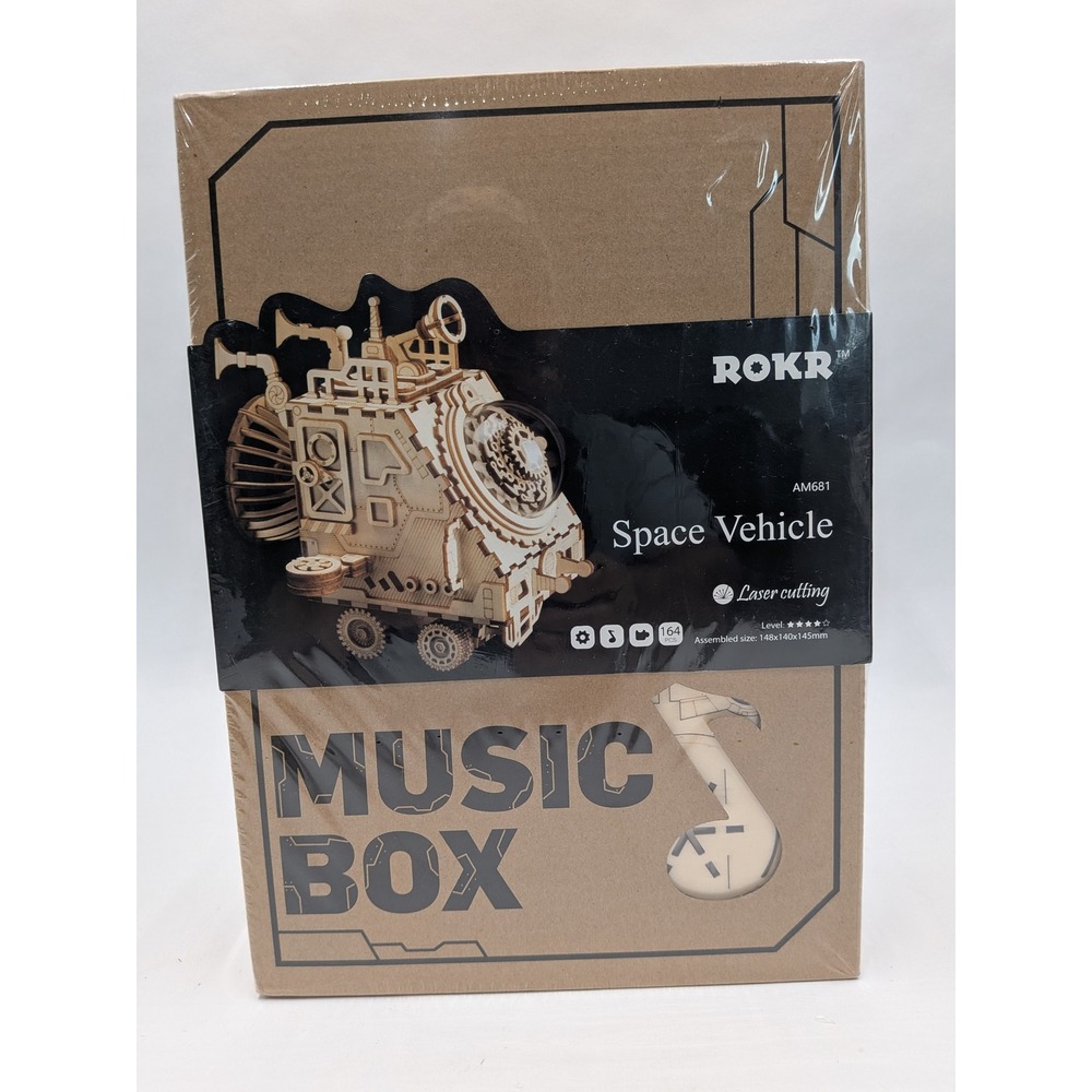 ROKR Space Vehicle 3D Wooden Puzzle Music Box AM681 Steampunk DIY Kit 164 Pcs